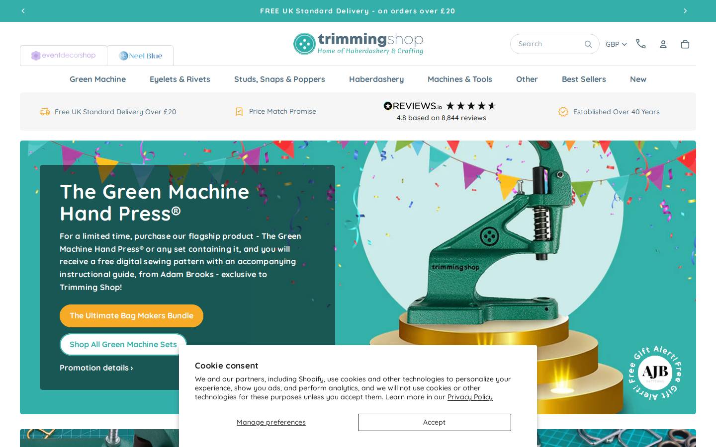 TrimmingShop homepage screenshot