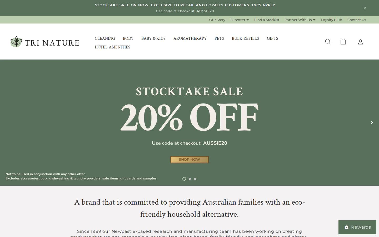 trinature.com.au homepage screenshot