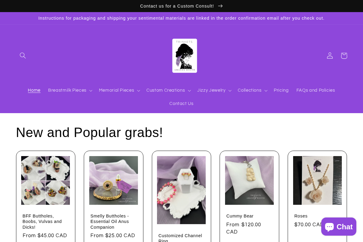 Trinkets by Amanda Booth homepage screenshot