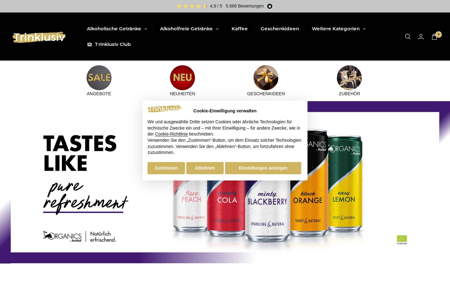 Trinklusiv homepage screenshot