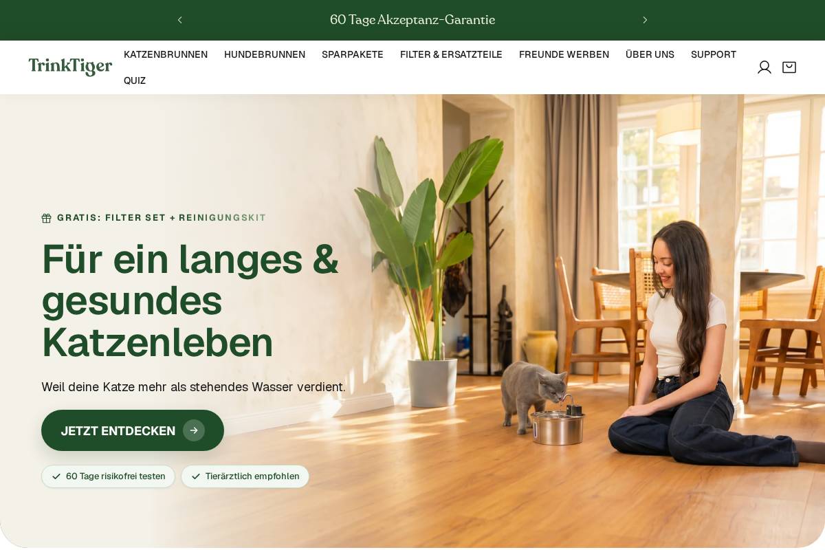 TrinkTiger homepage screenshot