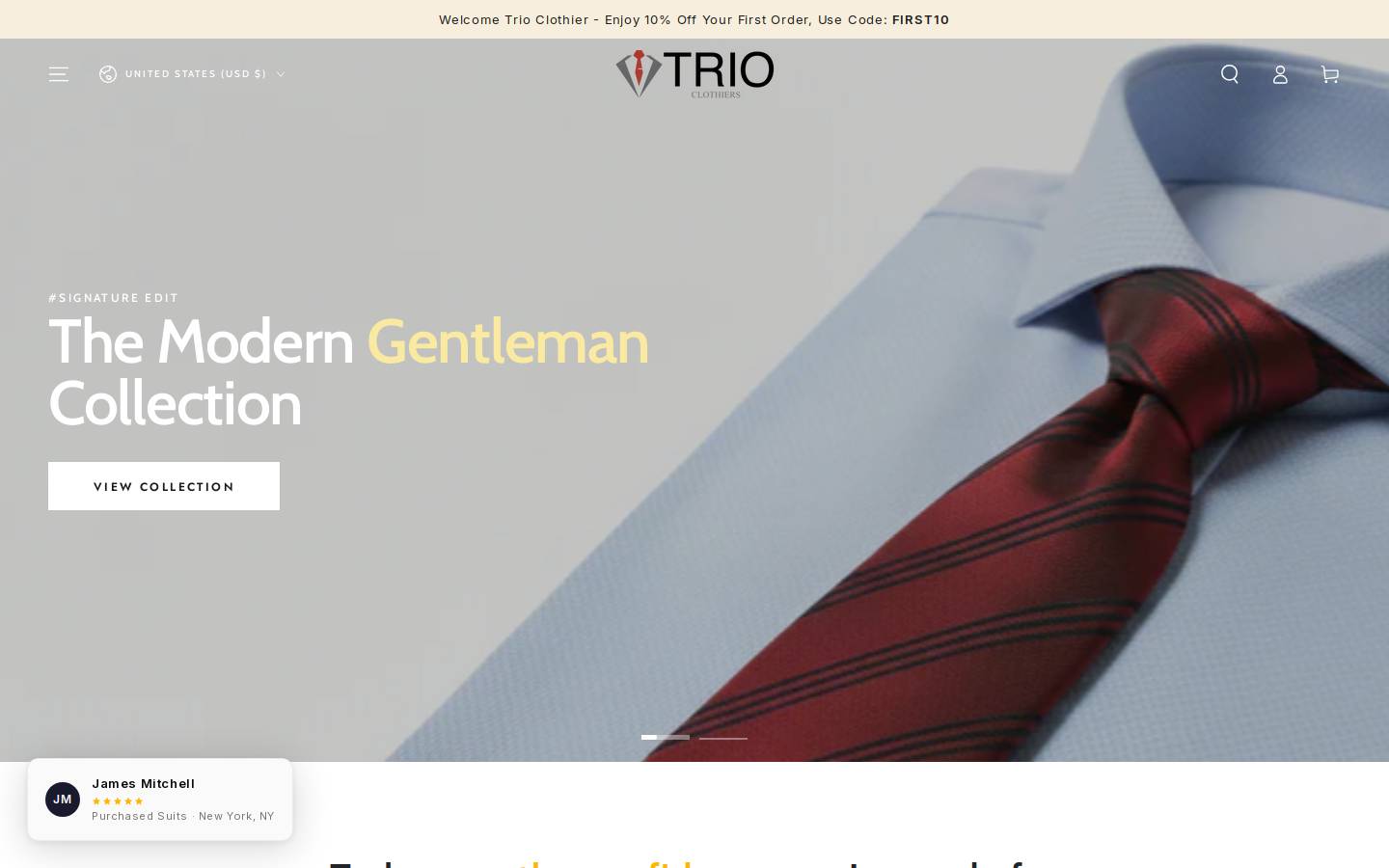 trioclothier.com homepage screenshot