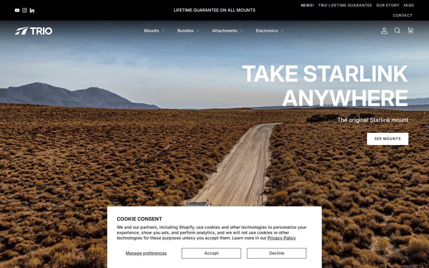 Trioflatmount homepage screenshot