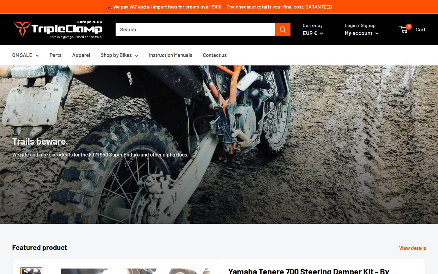 Tripleclampmoto homepage screenshot