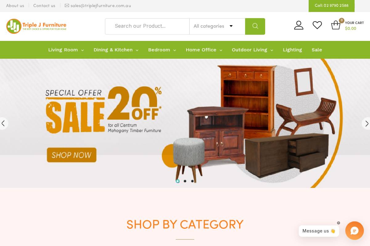 triplejfurniture.com.au homepage screenshot