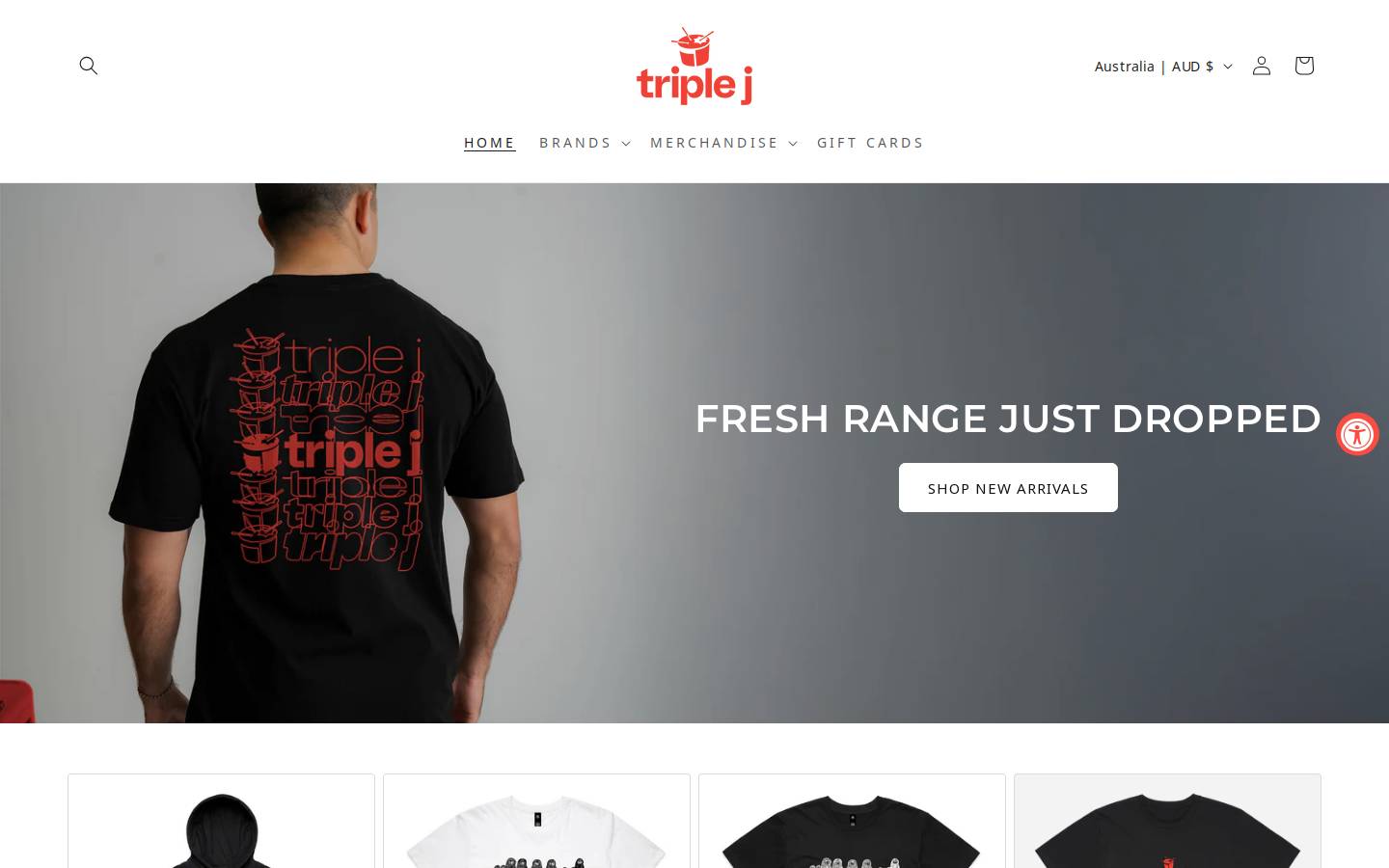 triplejstore.com.au homepage screenshot