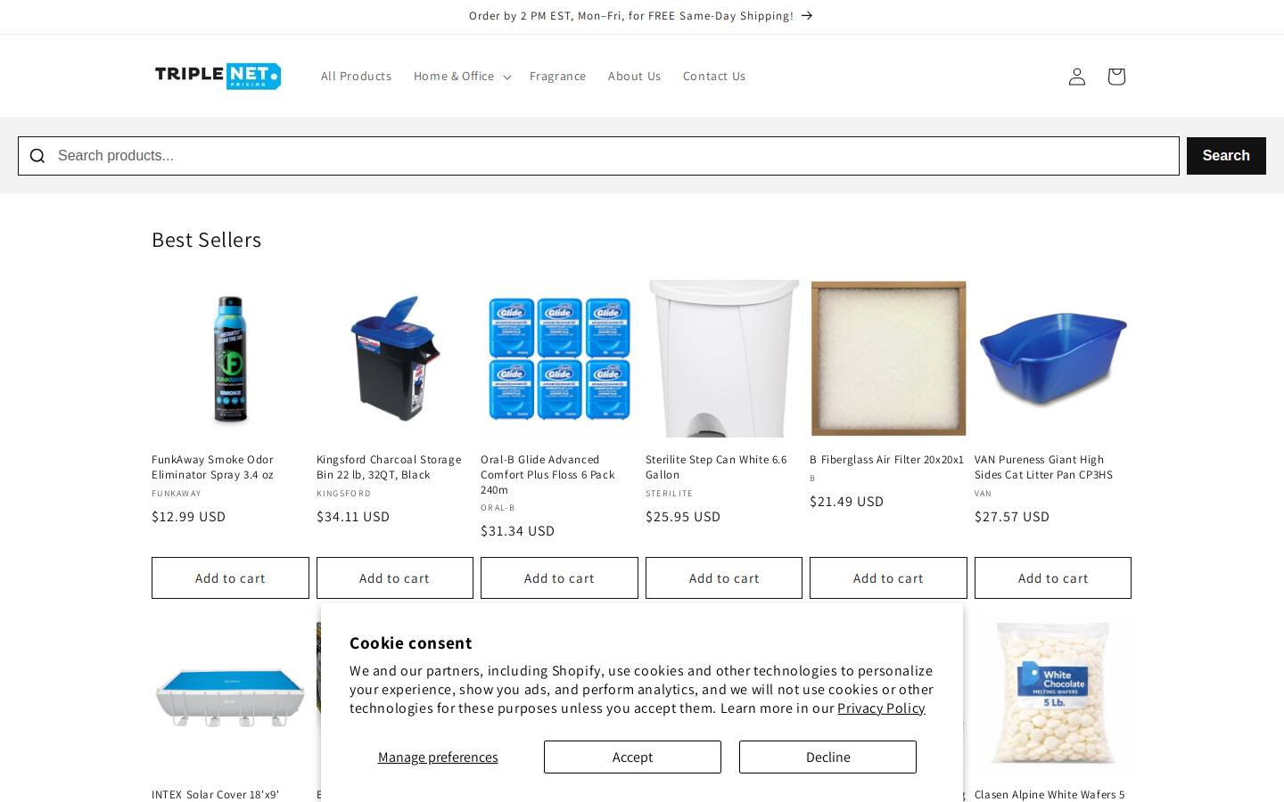 Triplenet Pricing homepage screenshot