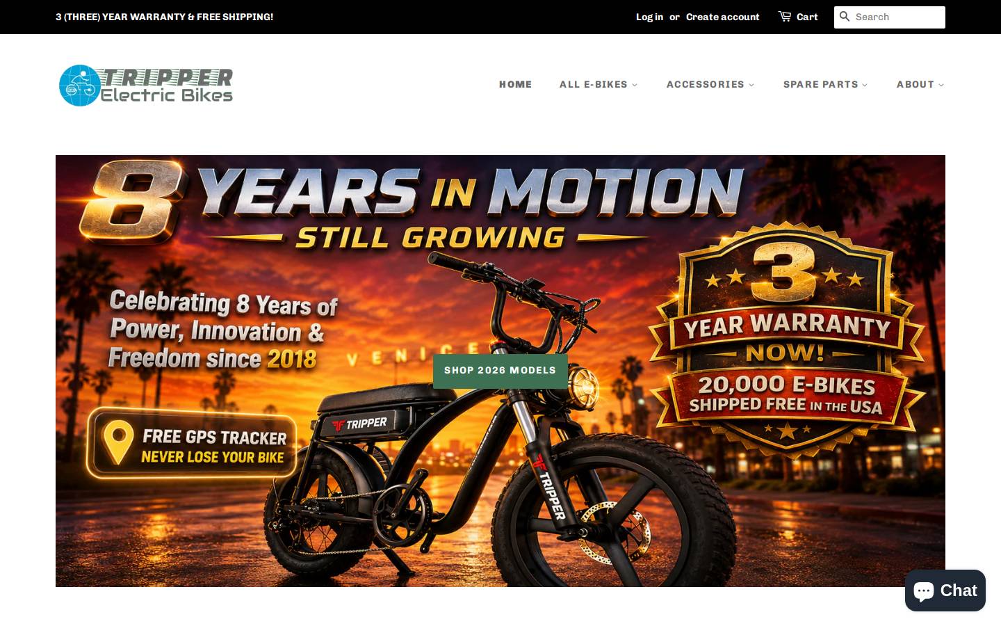 tripperebikes.com homepage screenshot