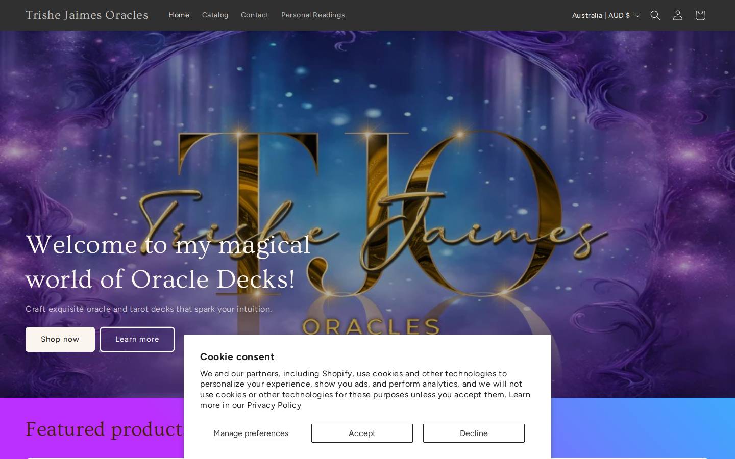 trishejaimesoracles.com homepage screenshot