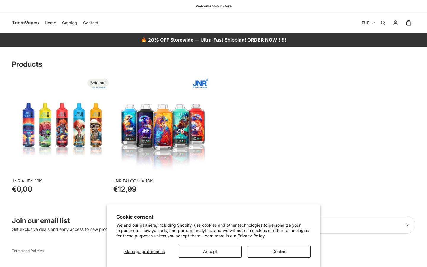 trismvapes.com homepage screenshot
