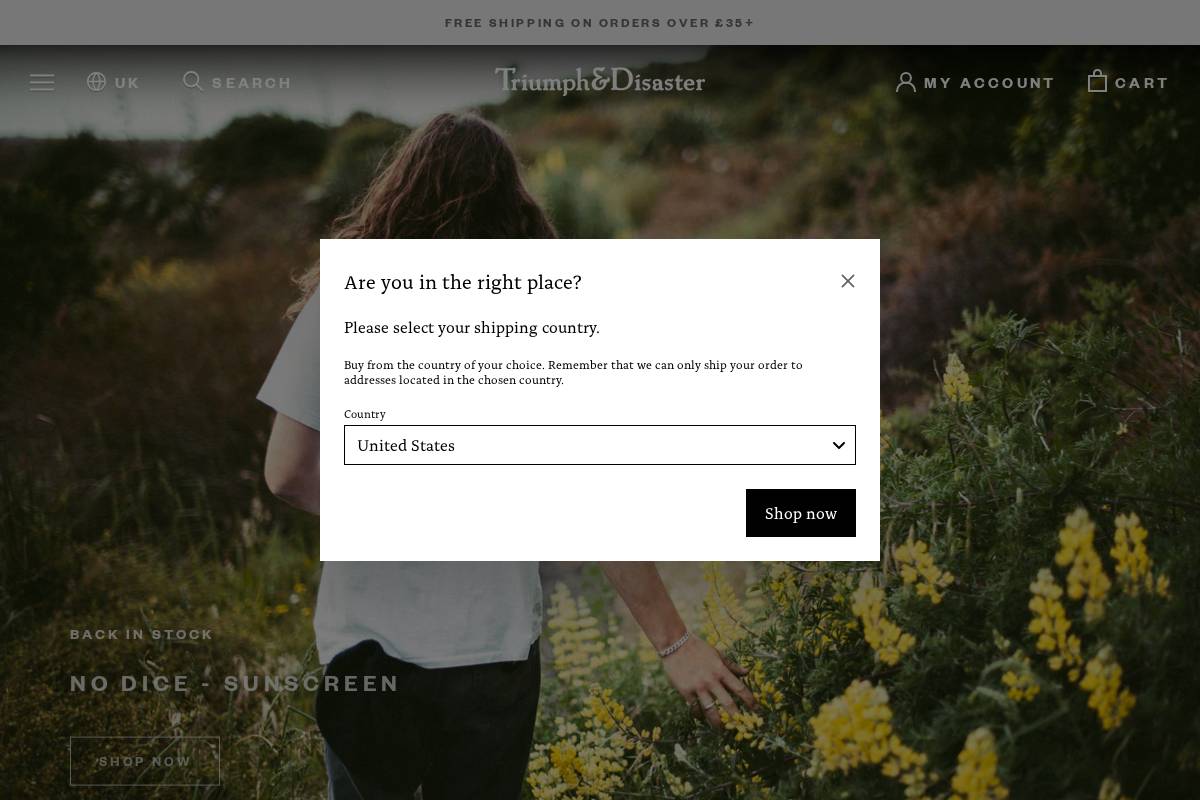 triumphanddisasteruk.com homepage screenshot