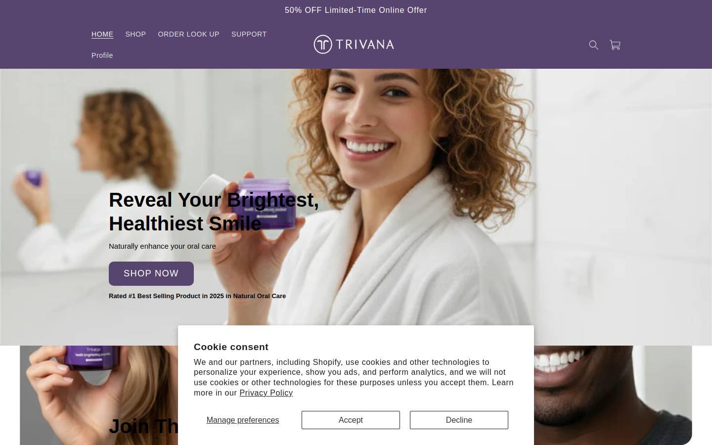 trivanastore.com homepage screenshot