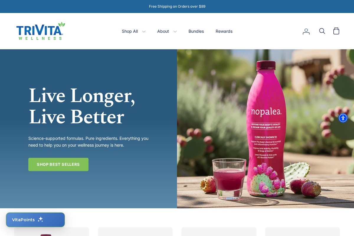 TriVita homepage screenshot