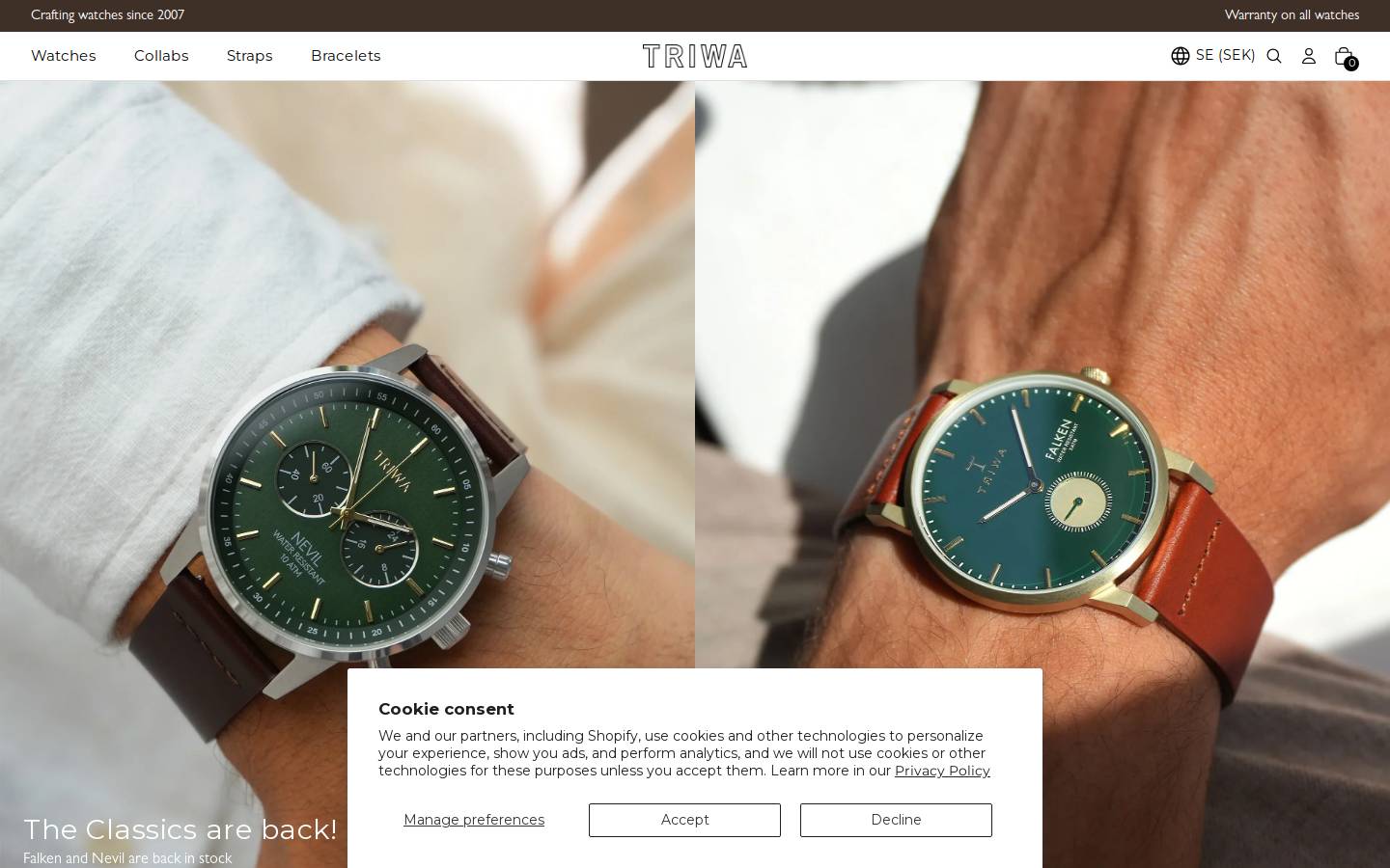 Triwa homepage screenshot