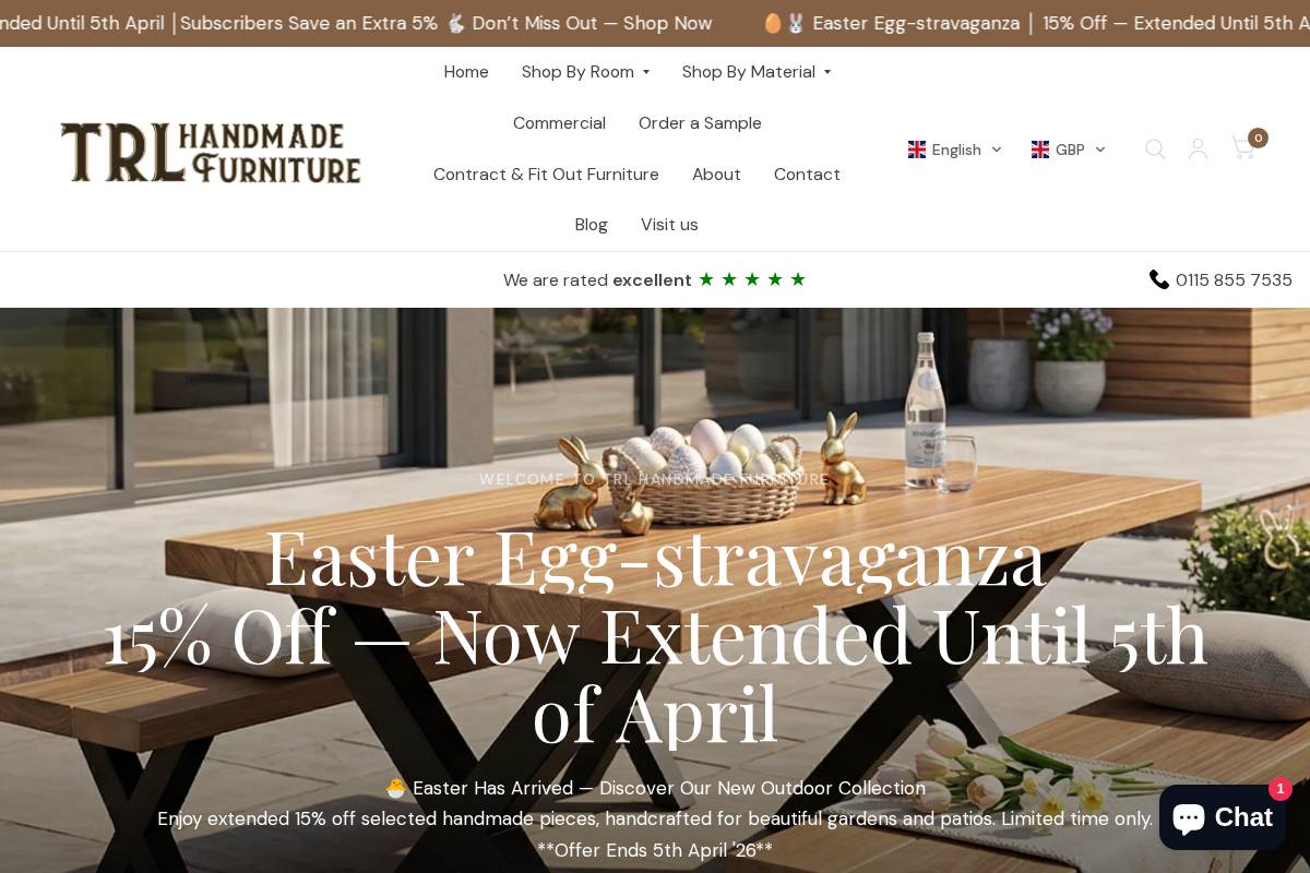 trlfurniture.com homepage screenshot
