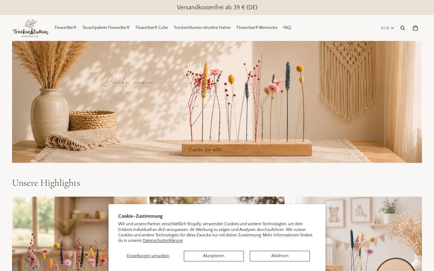 trockenblumen-manufaktur.de homepage screenshot