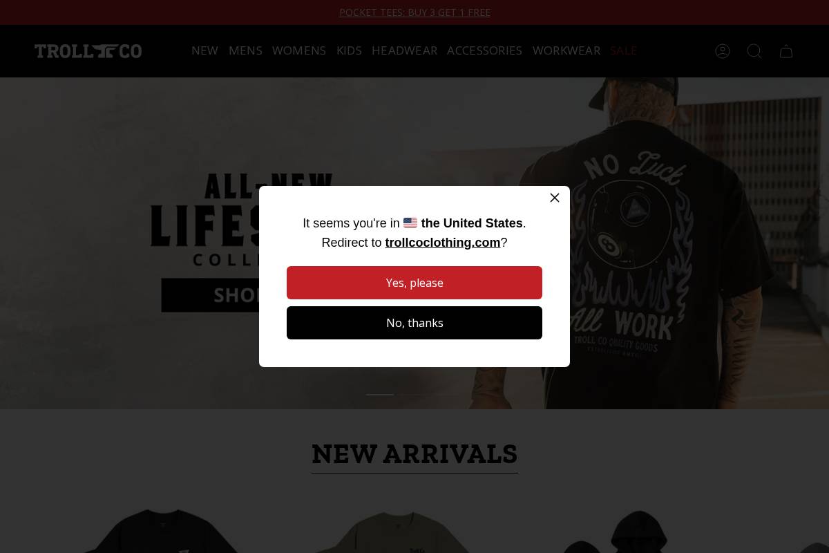 trollcoclothing.ca homepage screenshot