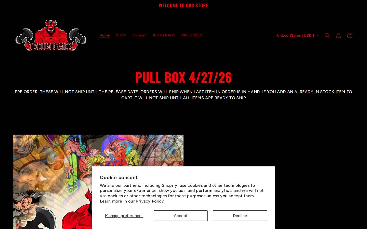 trollscomics.com homepage screenshot