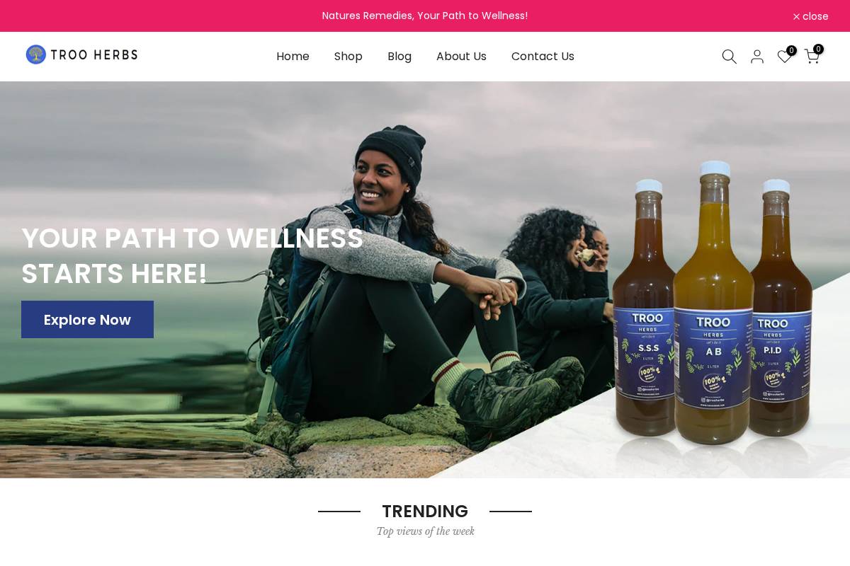 trooherbs.com homepage screenshot