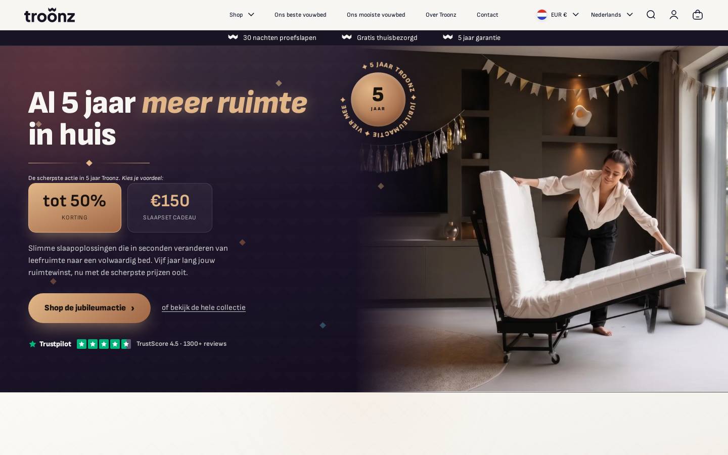 Troonz. homepage screenshot