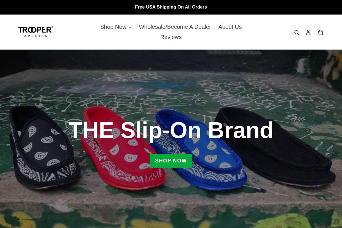 Trooper America homepage screenshot