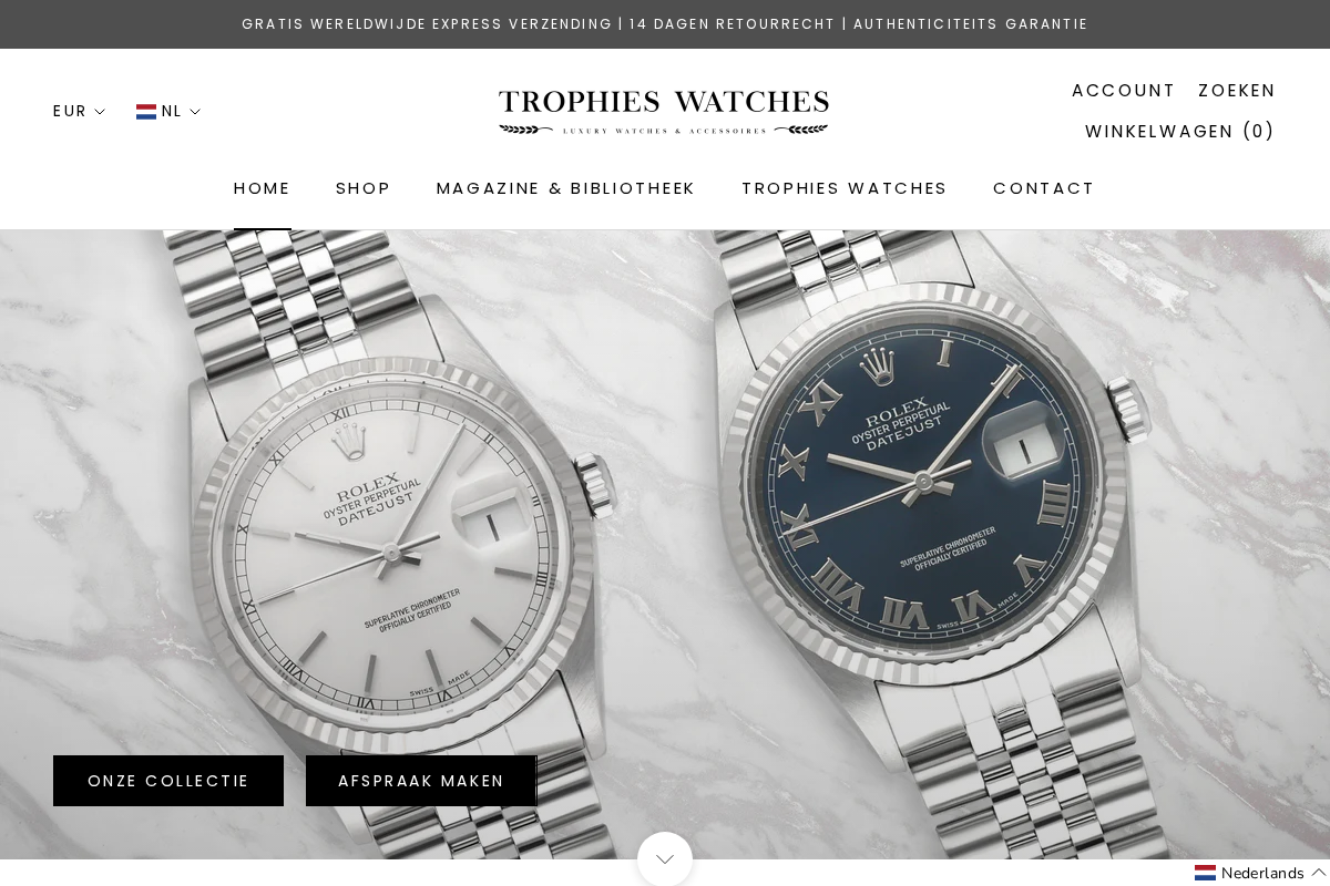 Trophies Watches homepage screenshot