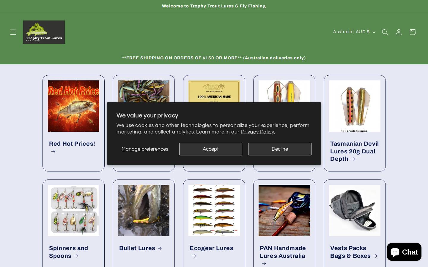 trophytroutlures.net homepage screenshot