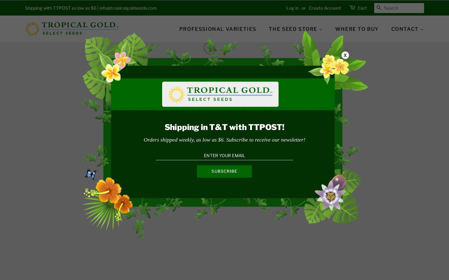 tropicalgoldseeds.com homepage screenshot