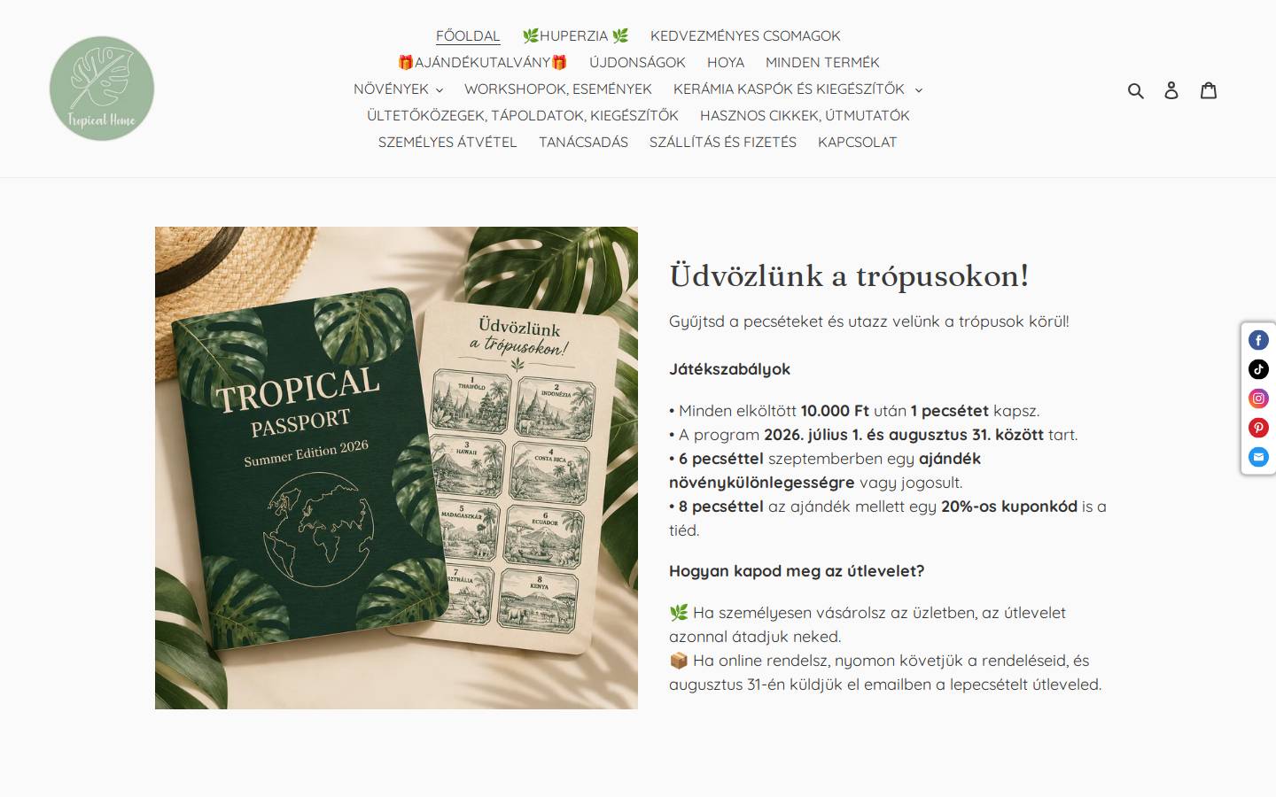 tropicalhome.hu homepage screenshot