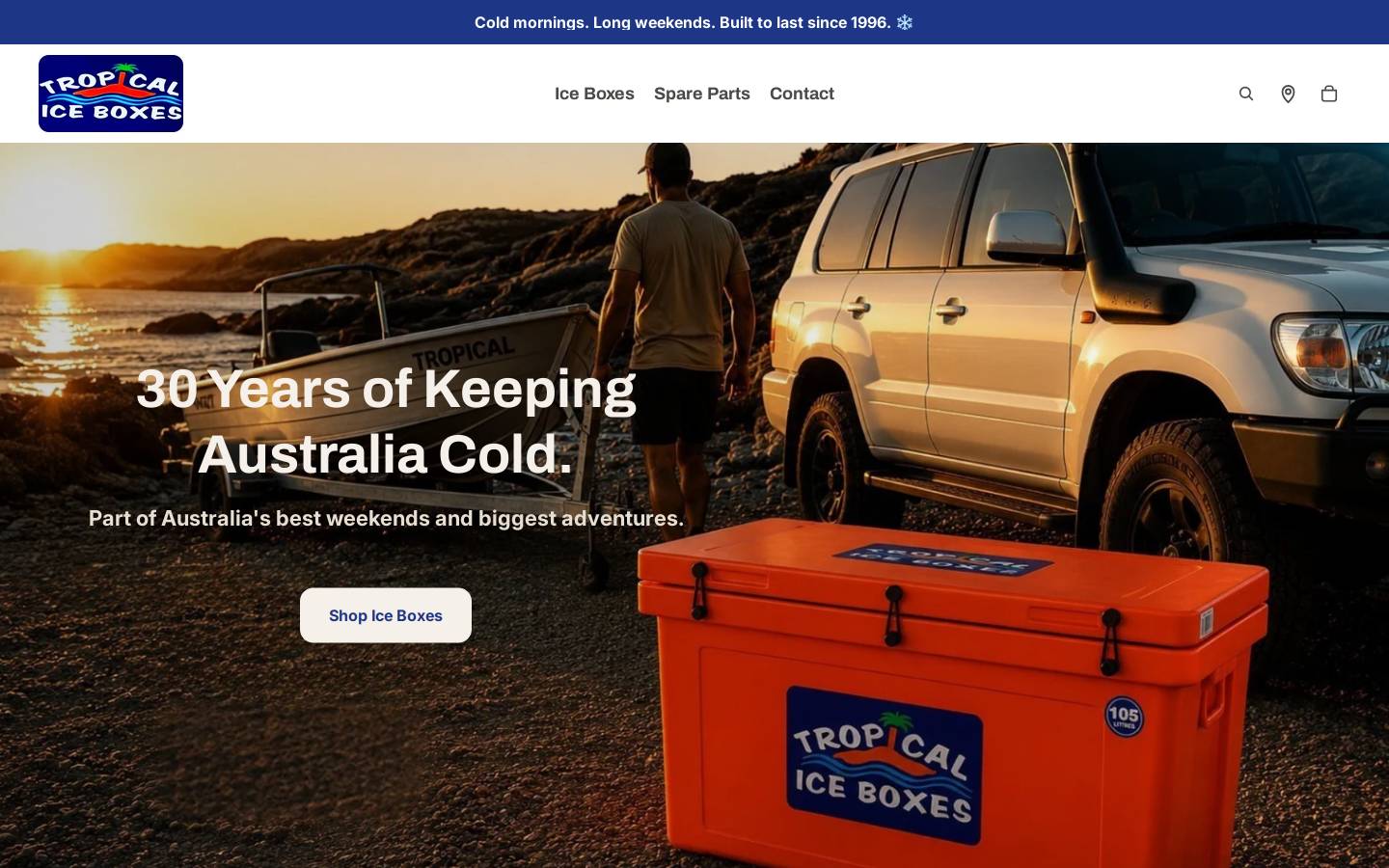 tropicaliceboxes.com homepage screenshot