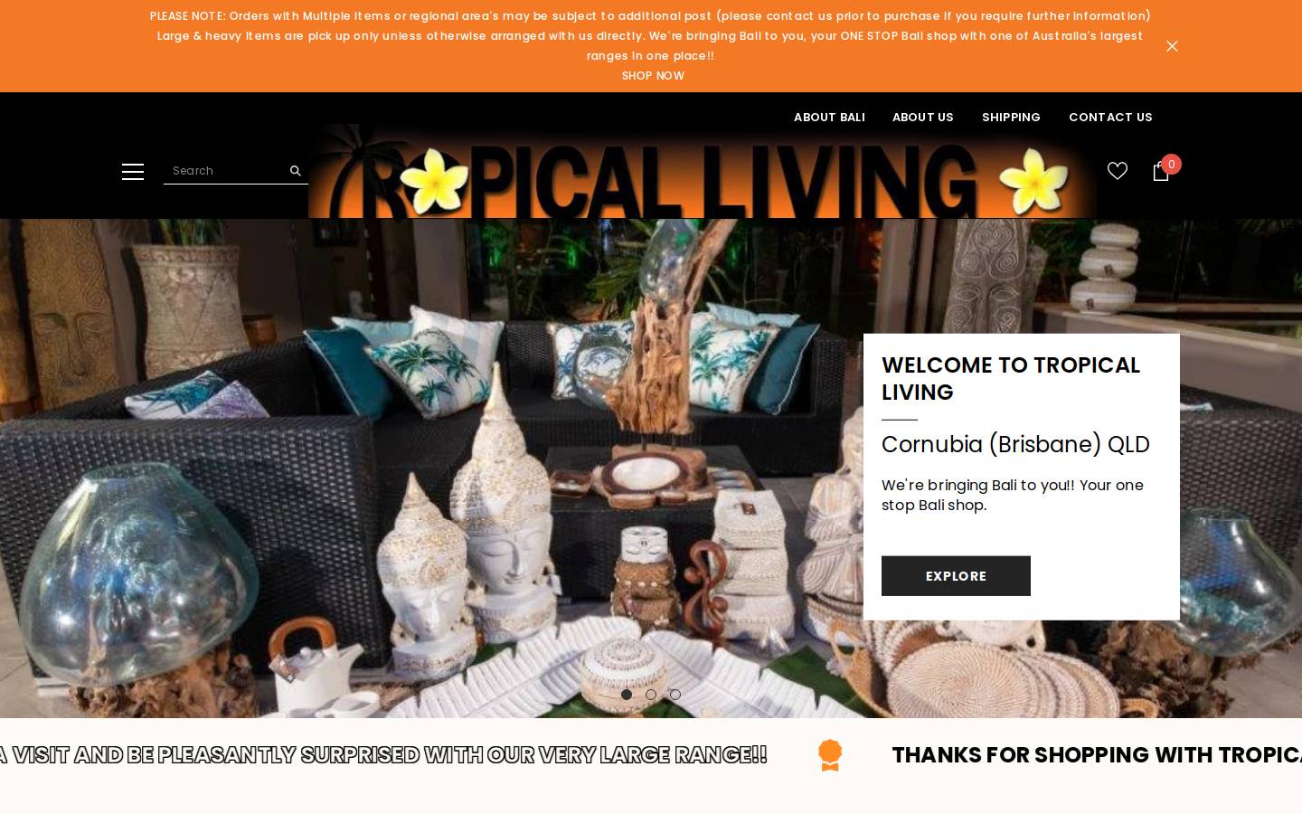tropicalliving.com.au homepage screenshot