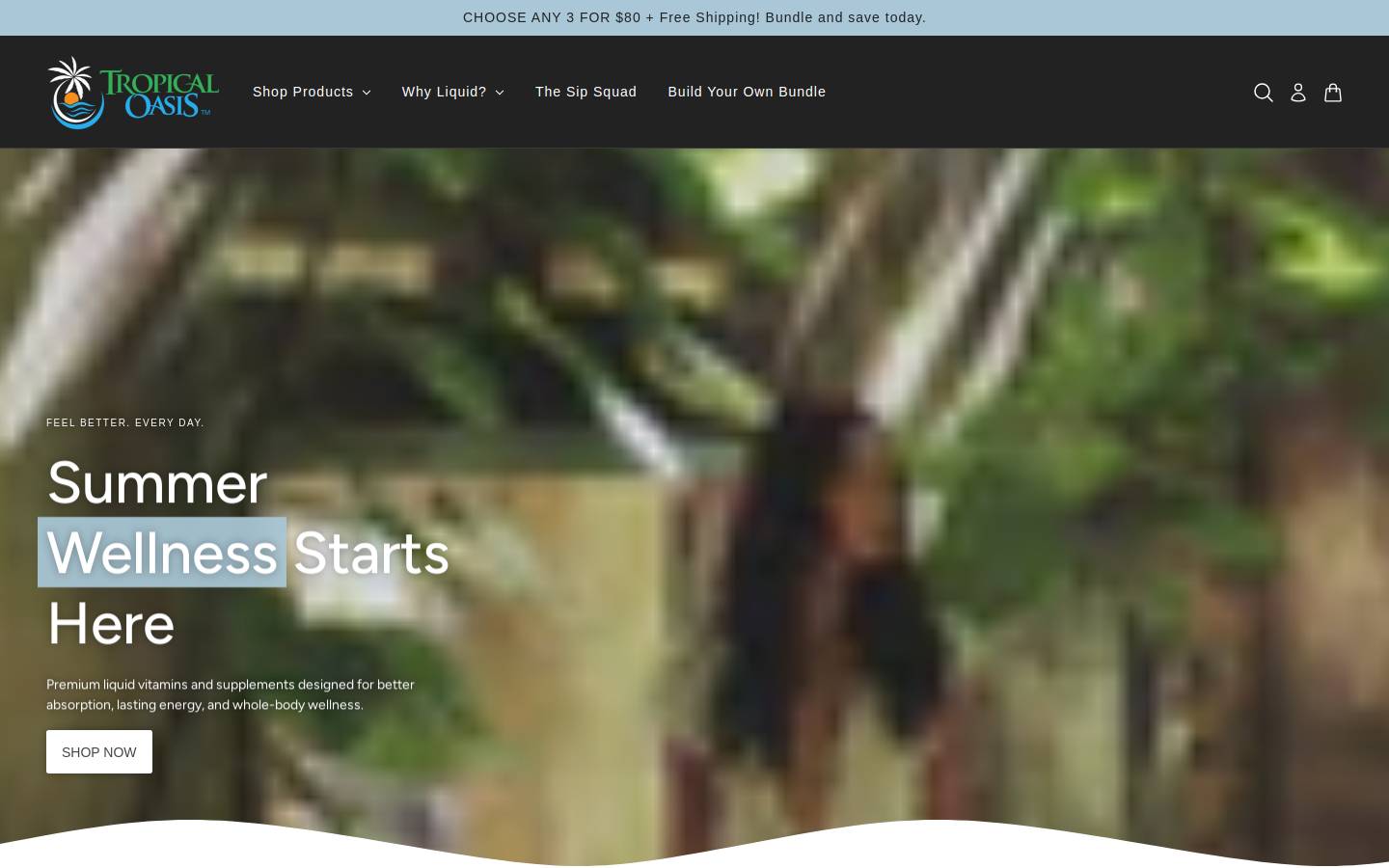 tropicaloasis.com homepage screenshot