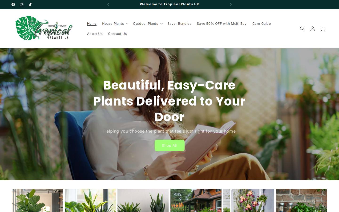 tropicalplantsuk.com homepage screenshot
