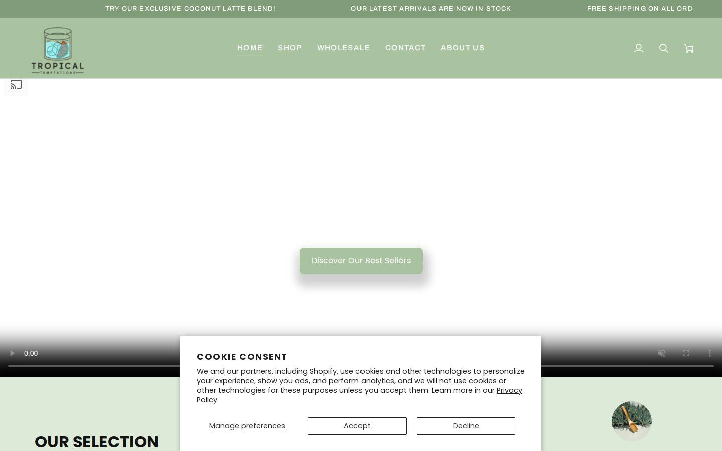 tropicaltemptations.com.au homepage screenshot
