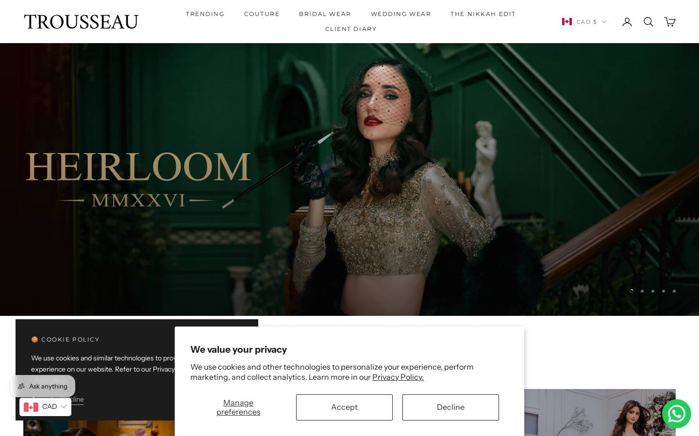 Trousseaubyst homepage screenshot