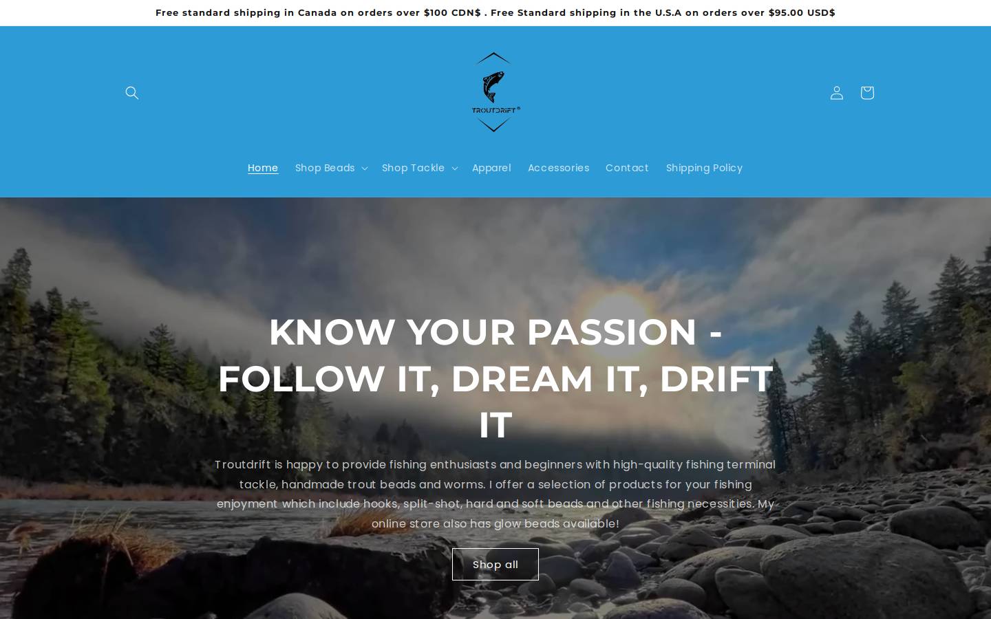 troutdrift.com homepage screenshot
