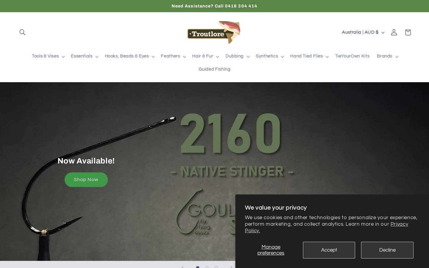 troutlore.com.au homepage screenshot