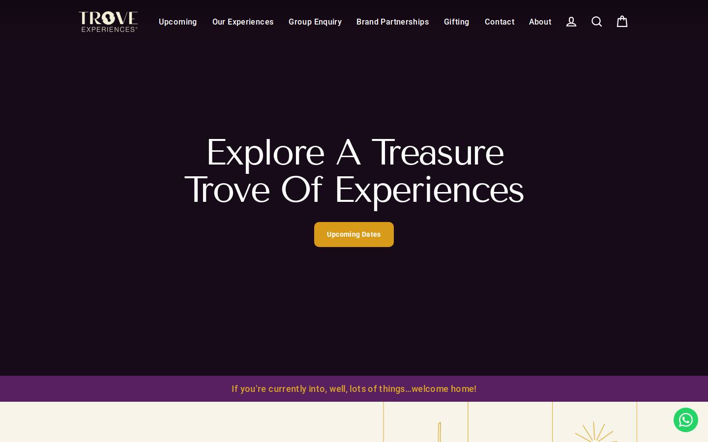 troveexperiences.com homepage screenshot