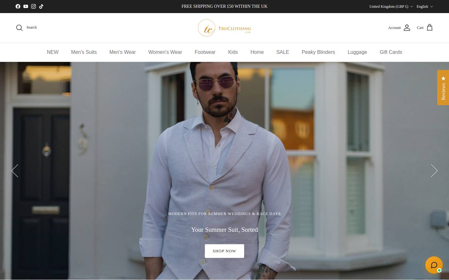 TruClothing.com homepage screenshot