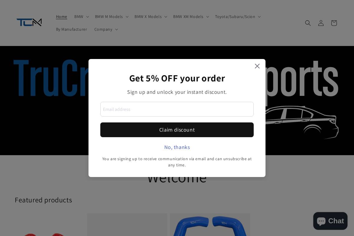 Trucranemotorsports homepage screenshot