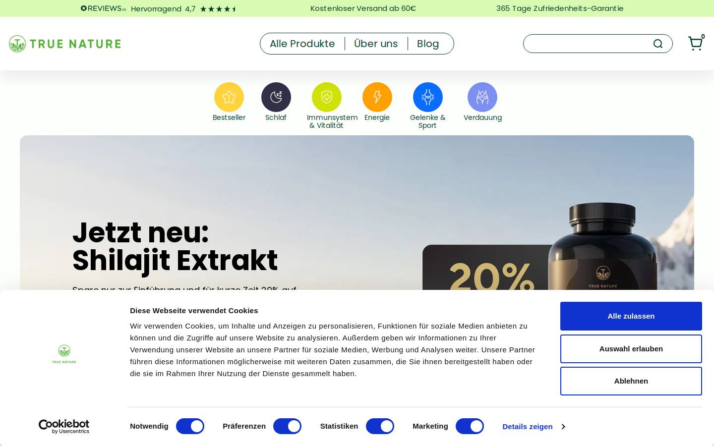 True Nature homepage screenshot