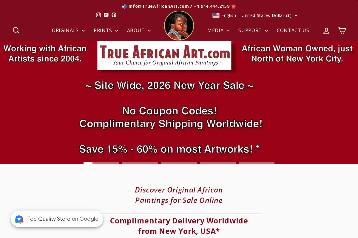 True African Art homepage screenshot