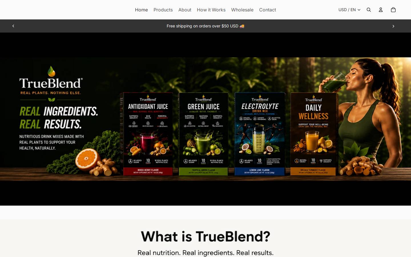 trueblend.live homepage screenshot