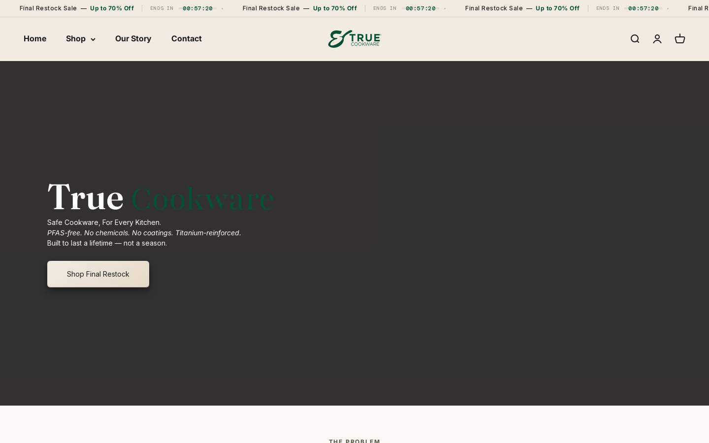 truecookware.com homepage screenshot