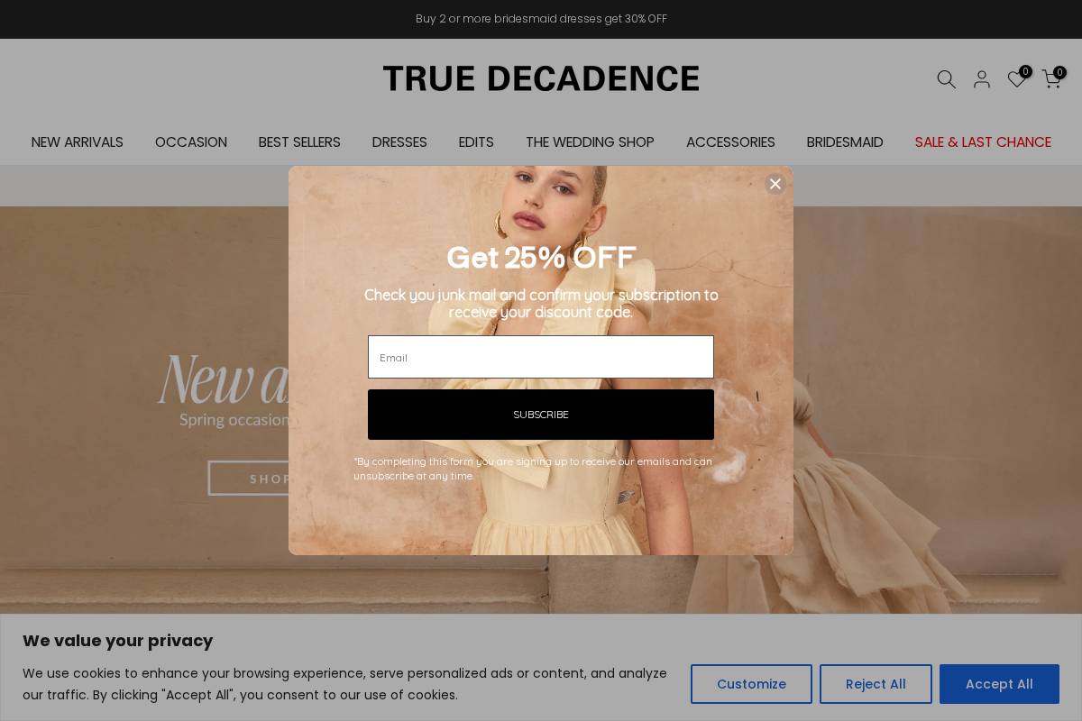 Truedecadence homepage screenshot