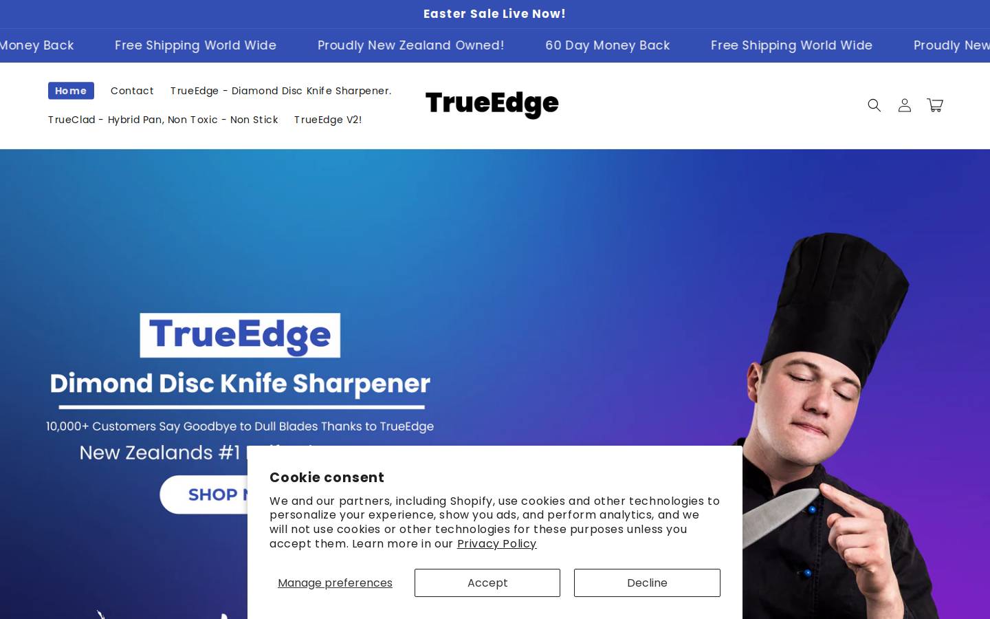 trueedgeofficial.com homepage screenshot