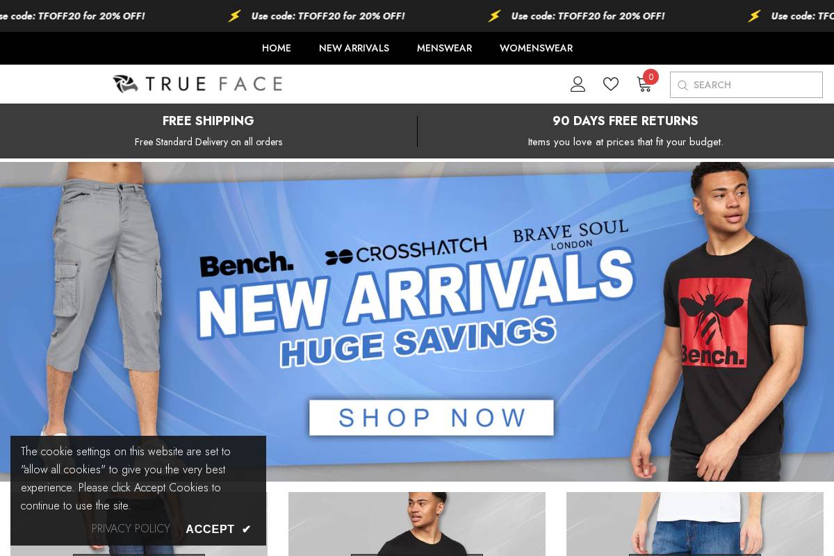 True Face homepage screenshot