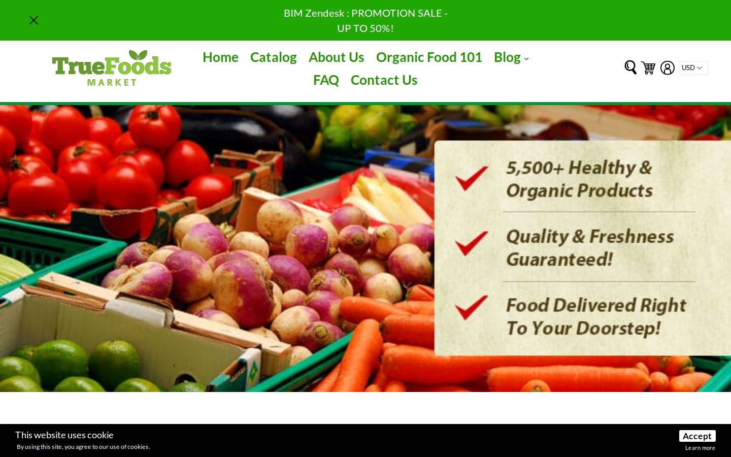 TrueFoodsMarket homepage screenshot