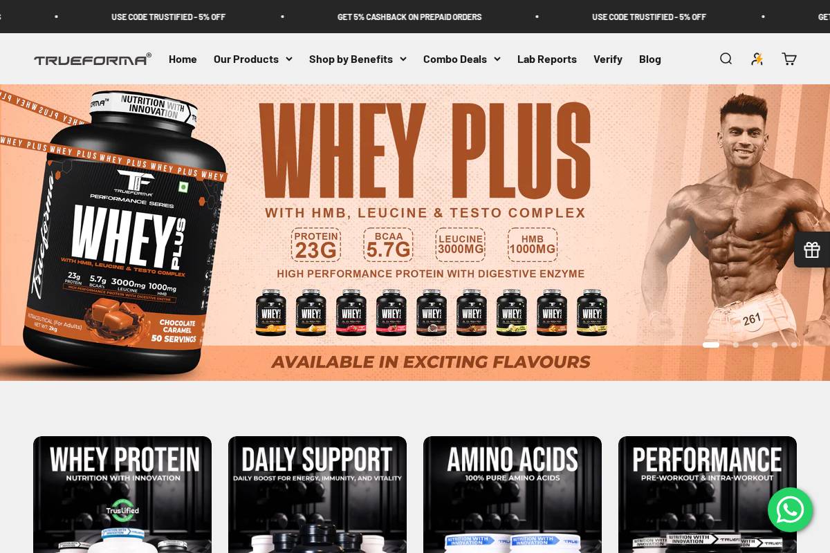 trueforma.in homepage screenshot