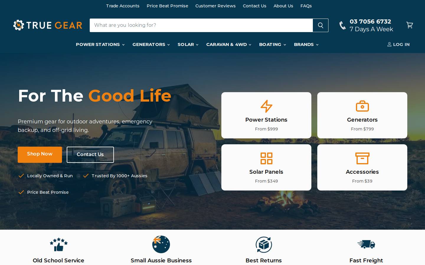 truegear.com.au homepage screenshot